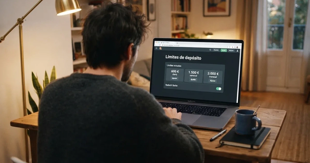 Interfaz de un casino online con licencia DGOJ mostrando la sección de límites de depósito configurable por el jugador
