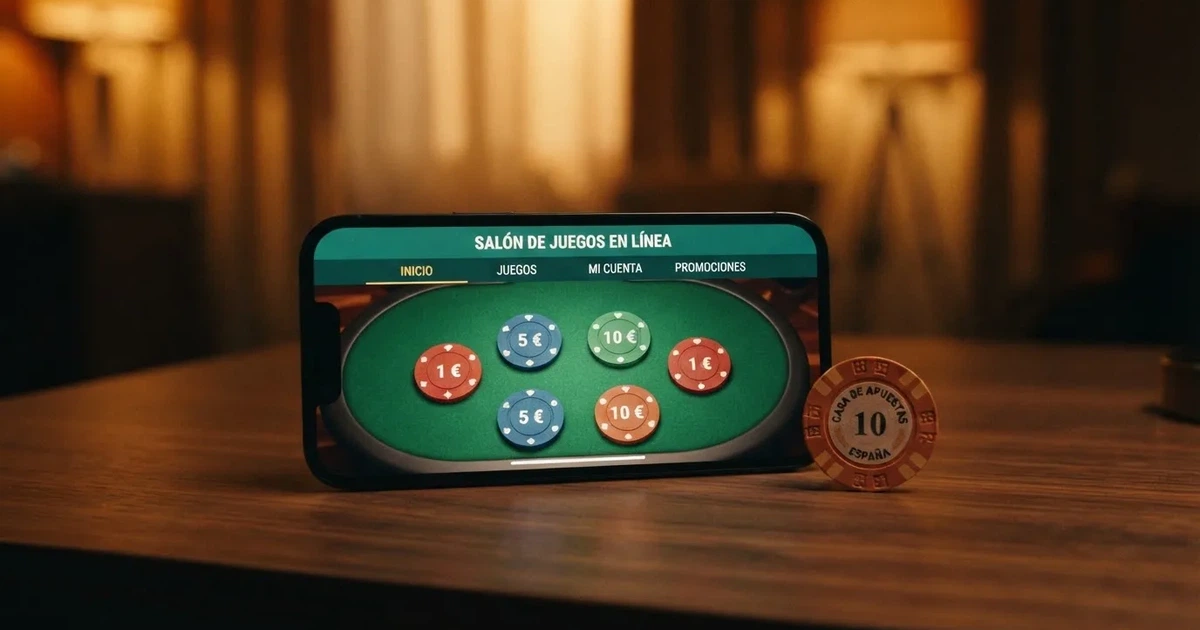 Comparativa de casinos online con diferentes importes de depósito mínimo sobre una pantalla con el logotipo de la DGOJ