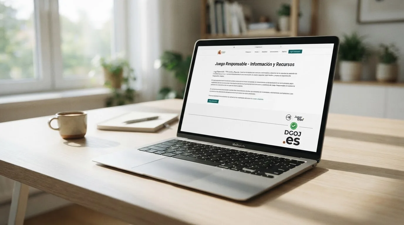 Pie de página de un casino online español mostrando el sello de licencia DGOJ y el dominio .es