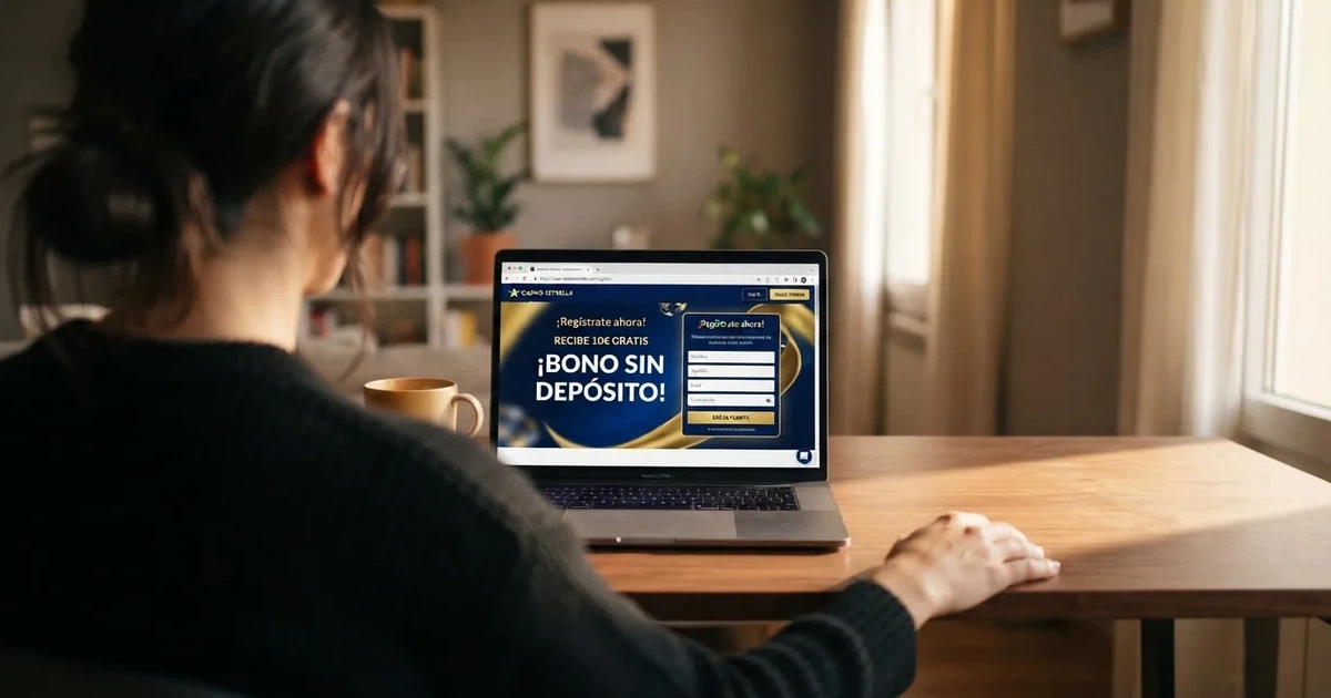 Pantalla de registro de un casino online español con licencia DGOJ donde se muestra un bono sin depósito pendiente de activación
