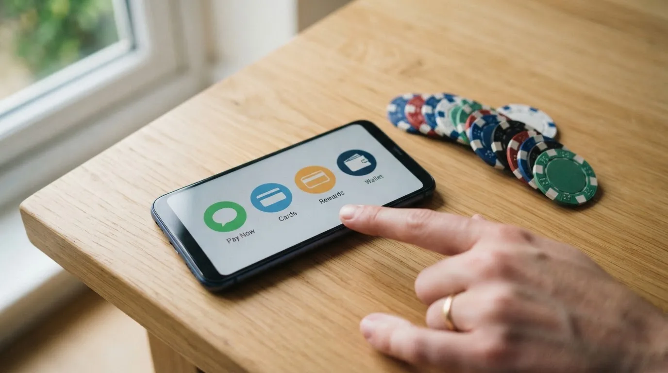 Un teléfono muestra los iconos de Bizum, Visa, Paysafecard y PayPal junto a billetes de 5 euros sobre una mesa